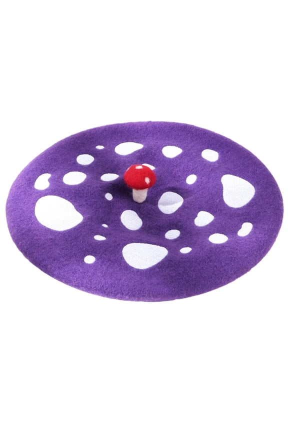 beret hat, Popular Wool Hat for Adult Embroidered Mushroom Octagonal Hat Lady Driver Hat Girl for Winter Autumn