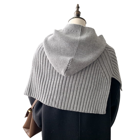 COMEET knit hat, Women Hooded Scarf Solid Color Crochet Shawl Hat for Skiing Hiking Lady Windproof Cape Hat for Cold Weather