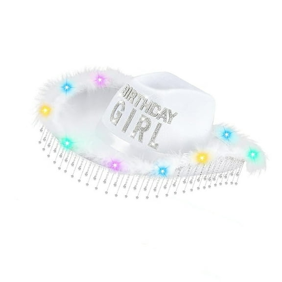 COMEET party hat,Birthday Tassels Rhinestones With Colorful LED Lights Adjustable Top Caps for Parties Birthday Gathering