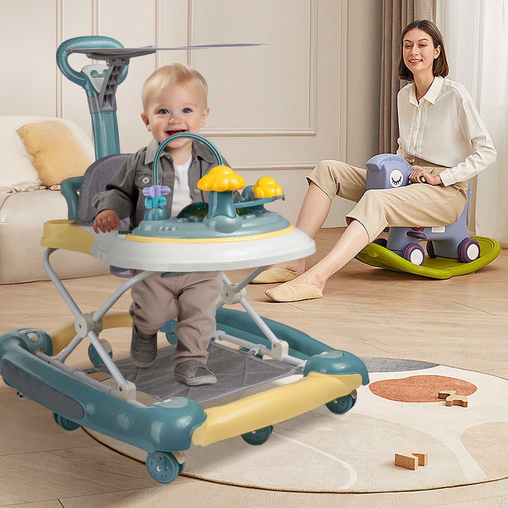 COMEONROA 4in1 Baby Walker, Music Walker for Boys and Girls with Toy