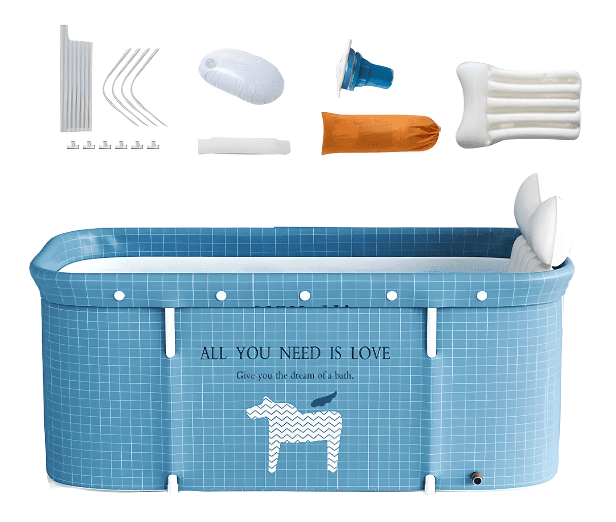 COMEONROA 47" Folding Bathtub, Large Bathtub for Adult and Kids Family