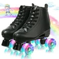 COMEONROA Kids Teen Roller Skates, Light up Wheels Black Double Row