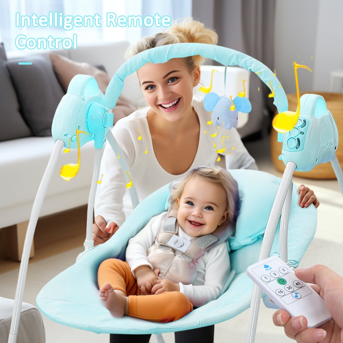 COMEONROA Electric Baby Swing with Music, Portable Baby Swing Chair for