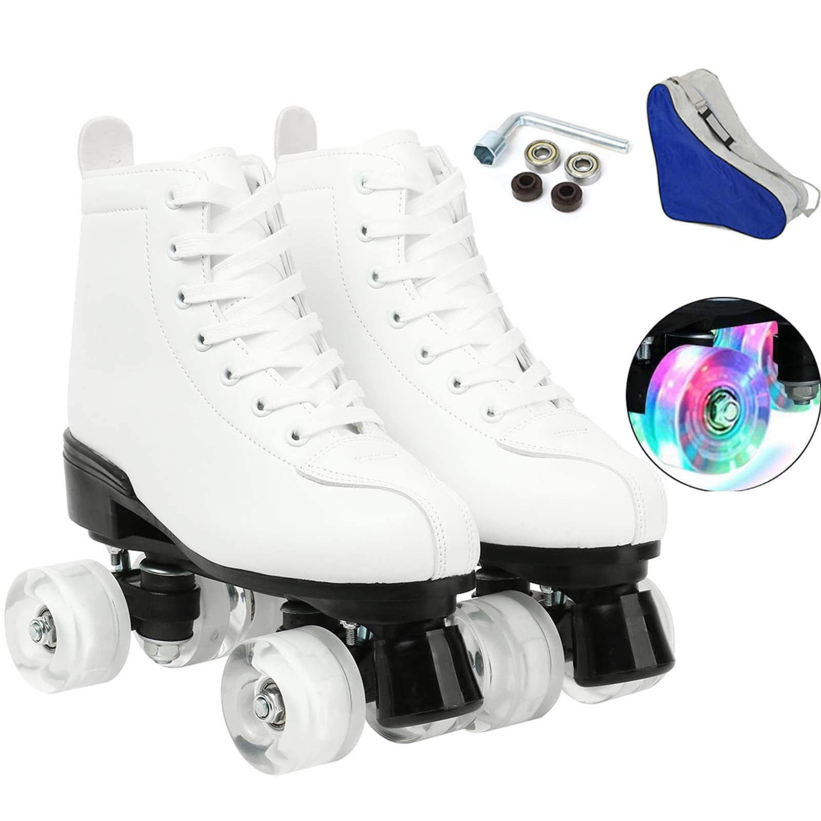 COMEONROA Women Men Quad Roller Skates, Classic High Top Leather Roller