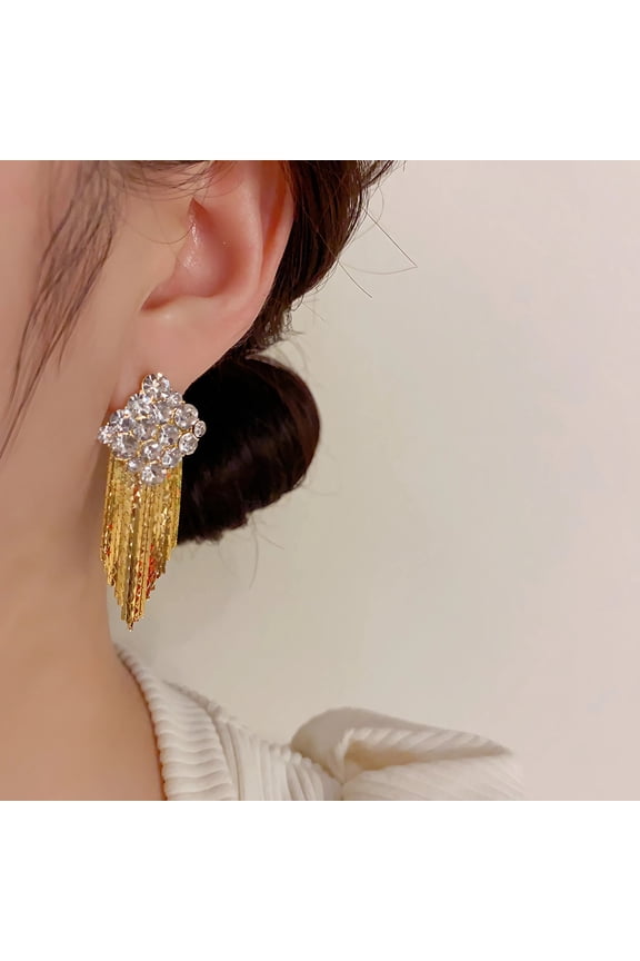 925 Sterling Silver Dripping Earrings - Exquisite Full Diamond Tassel Drop Earrings for Women