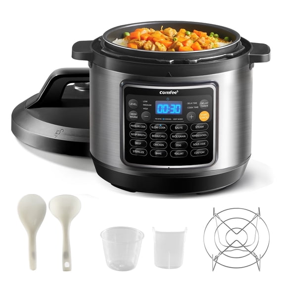 COMFEE’ 16 in 1 Electric Pressure Cooker Instant Multi Cooker Olla de Presion Non-Stick Pot Yogurt Maker Rice Cooker Slow Cooker Sauté Steamer 8 Quarts Stainless Steel