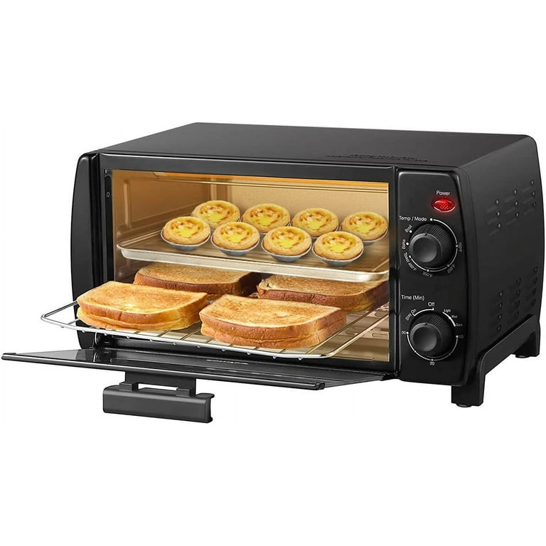 COMFEE' 4 Slice Small Toaster Oven Countertop, Retro Compact Design,  Multi-Function with 30-Minute Timer, Bake, Broil, Toast, 1000 Watts, 2-Rack  Capacity, Black (CFO-BB101) 