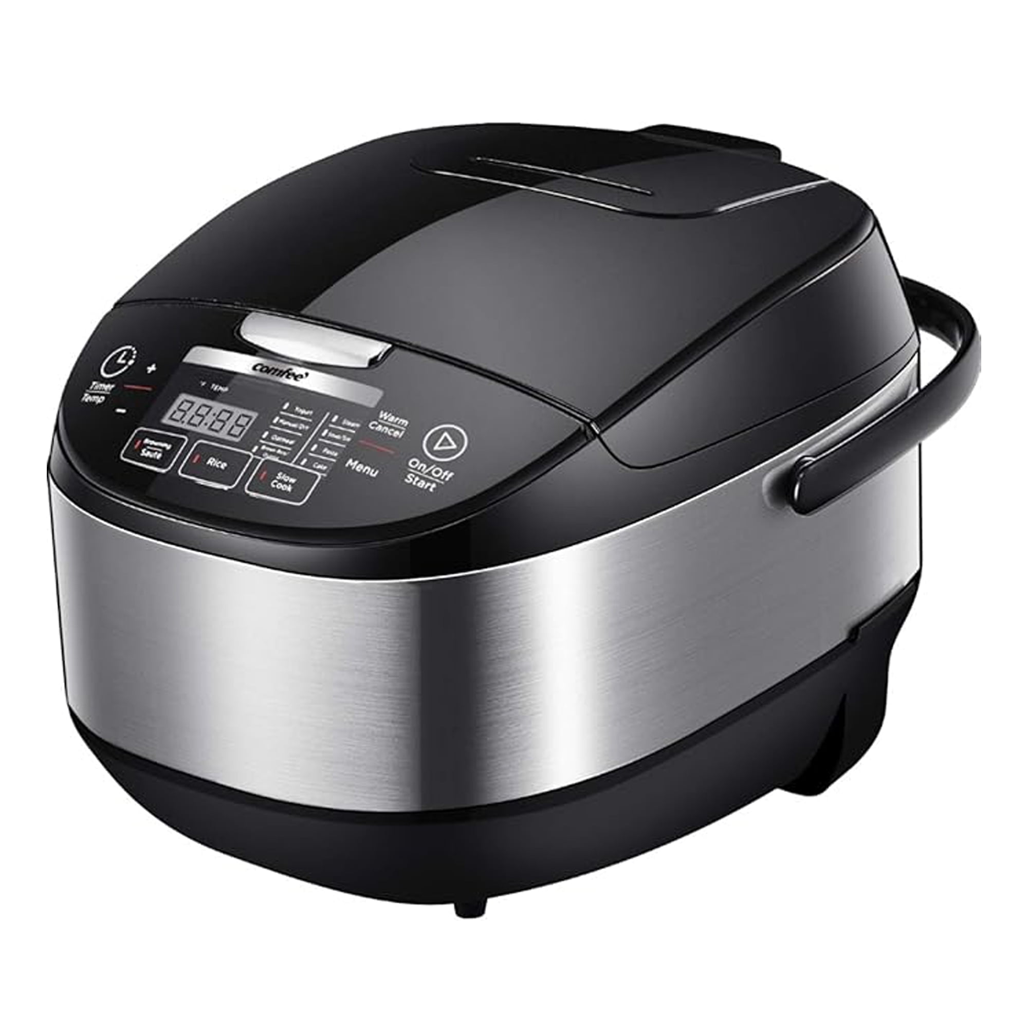 Comfee 5.2 Qt Black Stainless Steel Electric Rice Cooker with Steamer
