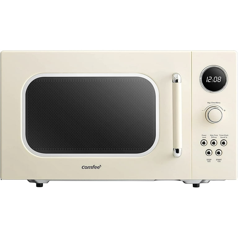 Comfee' Retro Countertop Microwave Oven with Compact size, Position-Memory Turnt