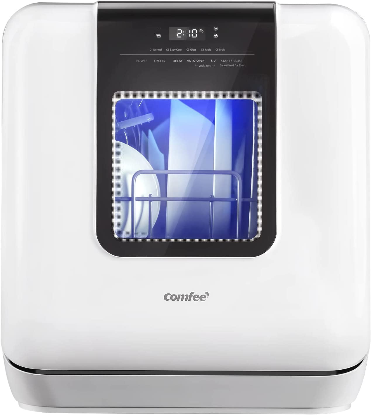 Comfee White 21-Inch Portable Countertop Dishwasher with Stainless Steel Tub