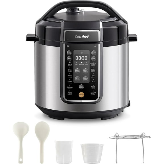 COMFEE Pressure Cooker 6 Quart with 13 Cooking Functions, Olla de Presion Non-Stick Pot Yogurt Maker Rice Slow Saut Steamer, Healthy Ceramic Inner