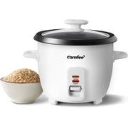 COMFEE' Rice Cooker, 6-Cup Cooked/3-Cup Uncooked, Removable Non-Stick Bowl, White, New