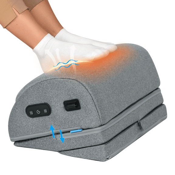 COMFIER Ergonomic Heated Foot Rest Under Desk with Vibration, Memory Foam Footstool with 3 Adjustable Heights, 2 Heat Levels for Office, Gaming & Home