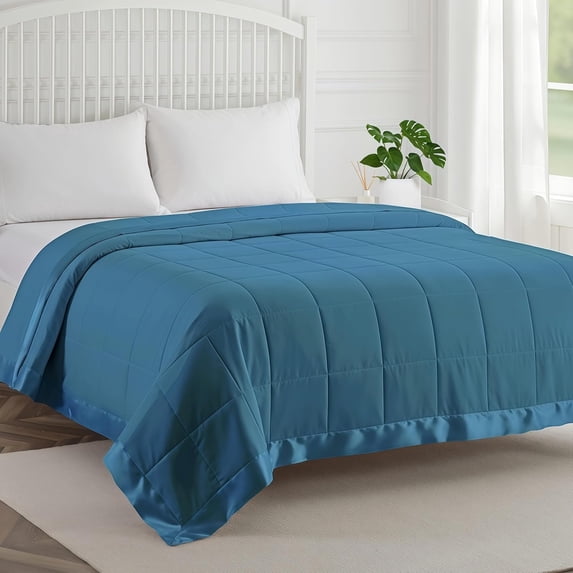 Sofa Layering COMFLIVE King Down Alternative Blanket - Lightweight Satin Trim, Teal ...