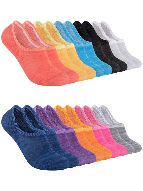 10 Pairs Women's No-Show Socks, Low Socks Non Slip Flat Boat Line.