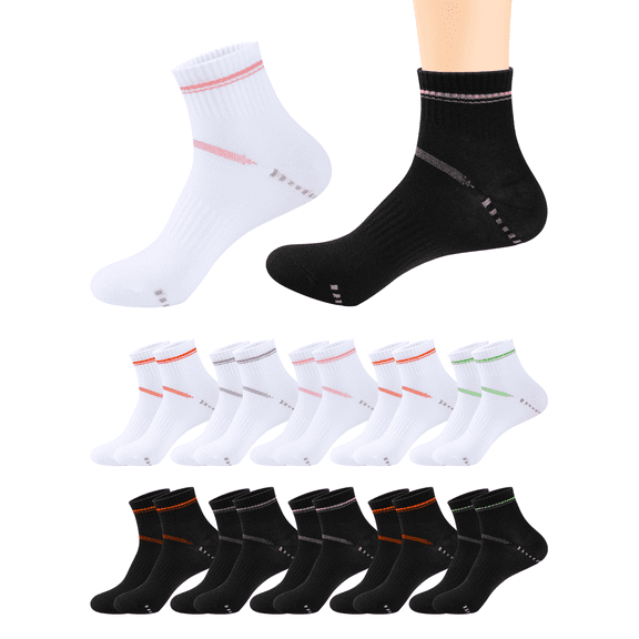 COMFOEX 10 Pairs Womens Ankle Quarter Socks Athletic Casual Mini Crew Socks for Women