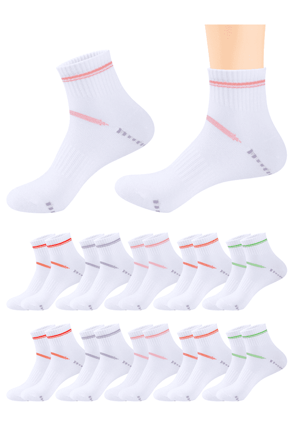 10 Pairs Womens Ankle Quarter Socks Athletic Casual Mini Crew Socks for Women