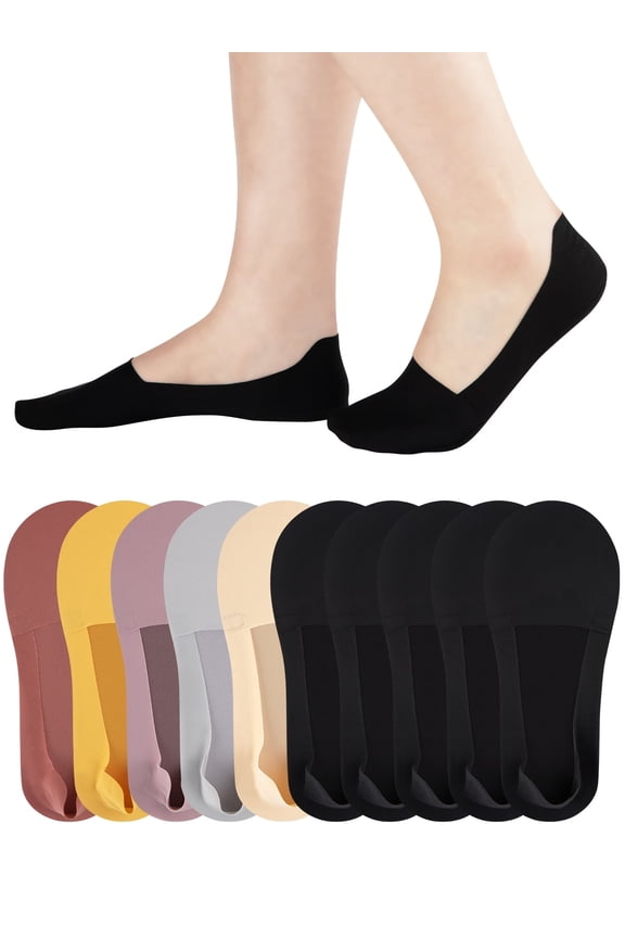 10 Pairs Womens No Show Socks Low cut Invisible Non Slip Thin Silk Socks for Women