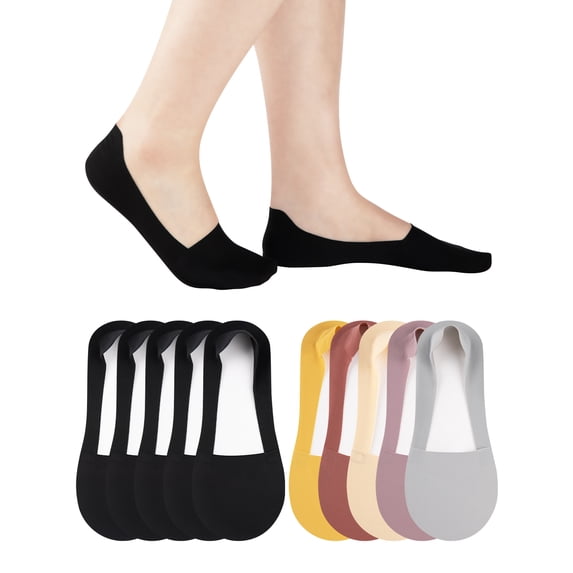 COMFOEX 10 Pairs Womens No Show Socks Low cut Invisible Non Slip Thin Silk Socks for Women