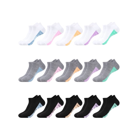 COMFOEX 15 Pairs Women Ankle Socks, Anti-blister Cushioned Moisture Wicking Athletic Hiking Running Socks