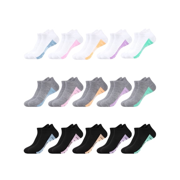 COMFOEX 15 Pairs Women Ankle Socks, Anti-blister Cushioned Moisture Wicking Athletic Hiking Running Socks