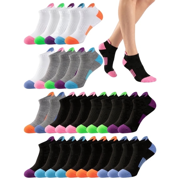 COMFOEX 30 Pairs Womens Ankle Socks Low cut Non Slip Thin Socks for Women