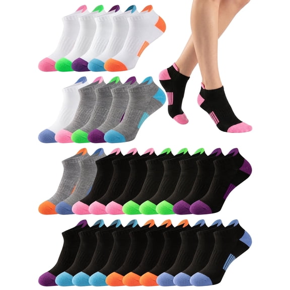 COMFOEX 30 Pairs Womens Ankel Socks Low cut Non Slip Thin Socks for Women