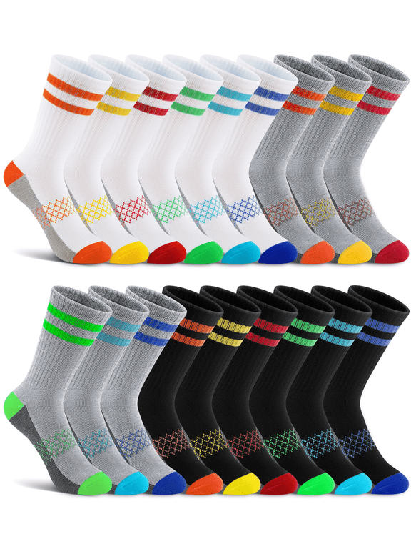 Child Crew Socks 18 Pairs Boys & Girls Ankle Lightweight Socks Breathable Kids Long Socks