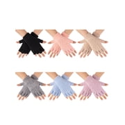 COMFOEX Fingerless Gloves for Women, Winter Knit Half Finger Mittens 6 Pair, Warm Gloves for Working Writing Typing Running