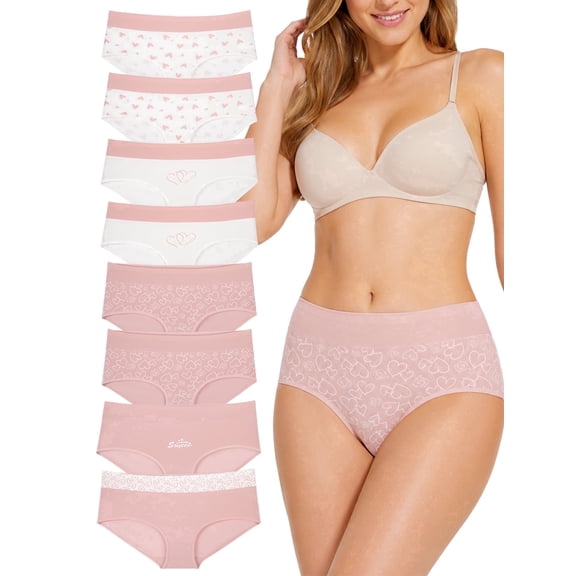 COMFOEX Women's High Waist Cotton Panties 8 Pack, Tummy Control Stretch Soft Comfy Briefs