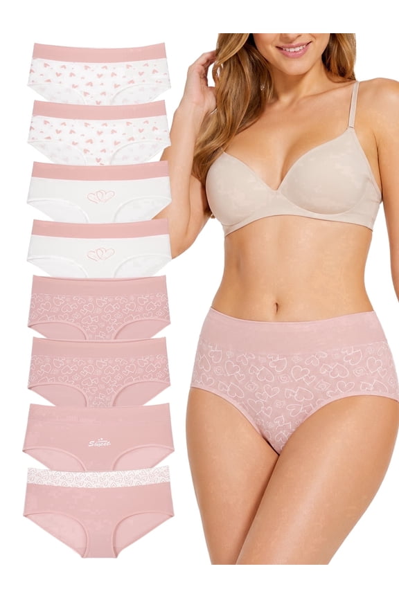 Women's High Waist Cotton Panties 8 Pack, Tummy Control Stretch Soft Comfy Briefs