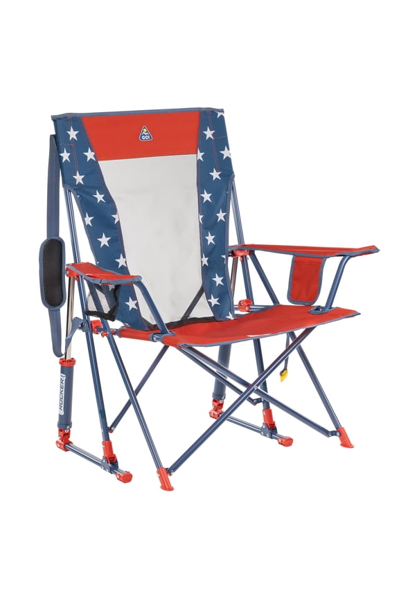 Comfort Pro Rocker Rocking Camping Chair with Cup Holder, Americana