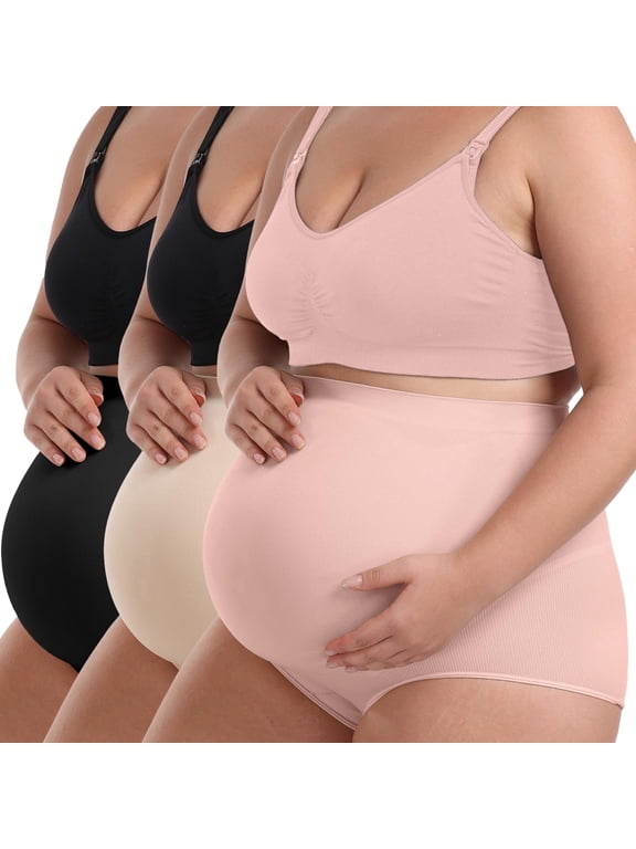 3 Pack Women's Maternity High Waist Underwear Pregnancy Soft Belly Support Panties Over Bump