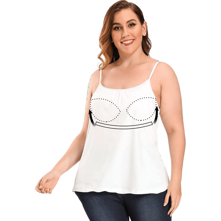 COMFREE Camisole with build in bra for Women Plus Size Adjustable Spaghetti Straps  Flowy Tank Top Casual Cami (S-4XL) 