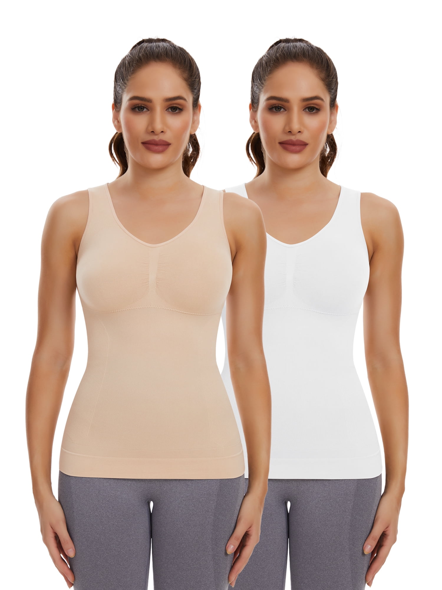COMFREE Camisoles for Women with Built in Bra Slimming Cami Shaper Tummy  Control Tank Top Shapewear Body Shaper 