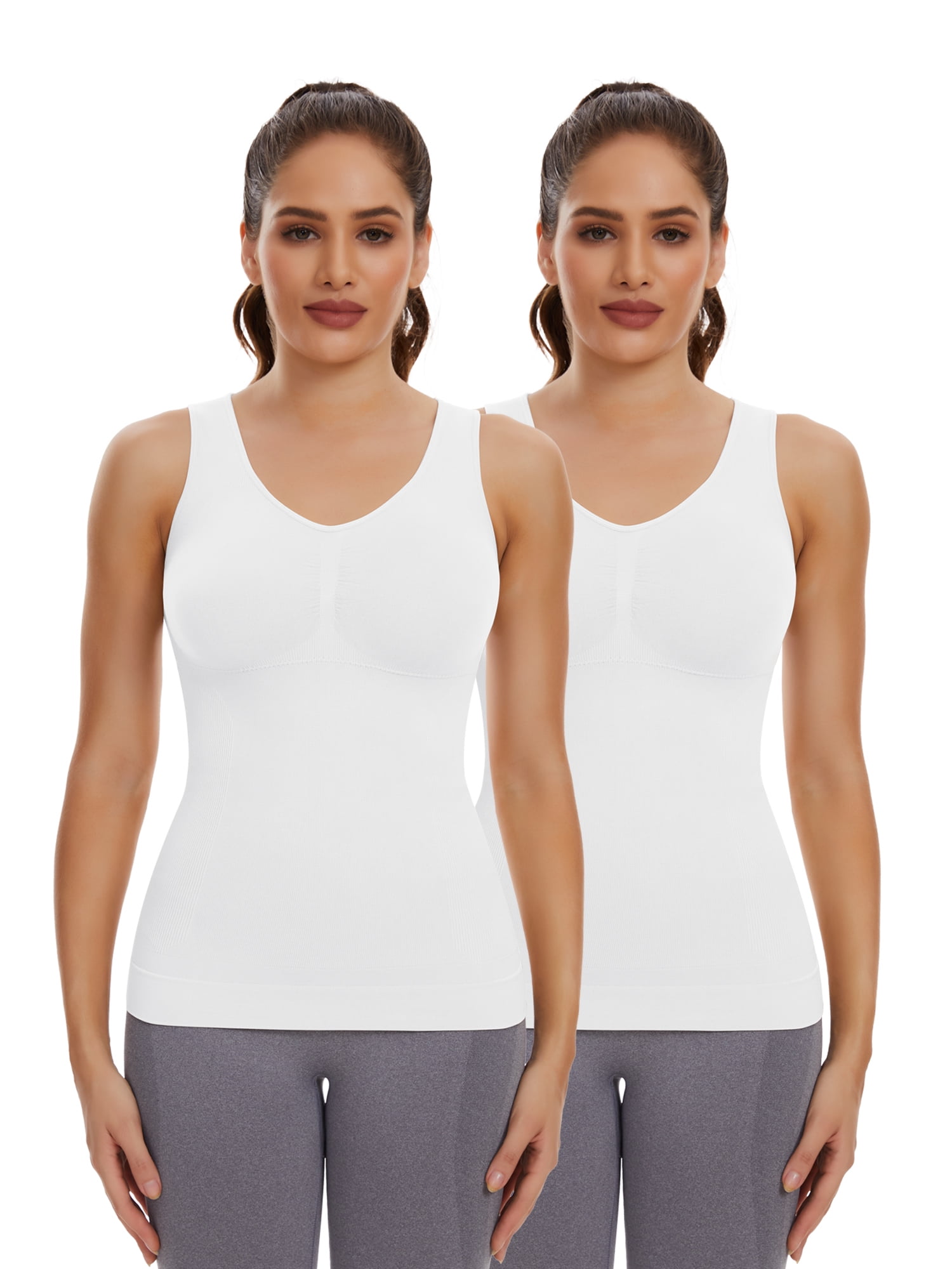 COMFREE Camisoles for Women with Built in Bra Slimming Cami Shaper Tummy  Control Tank Top Shapewear Body Shaper