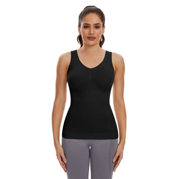 COMFREE Camisoles for Women with Built in Bra Slimming Cami Shaper Tummy Control Tank Top Shapewear Body Shaper