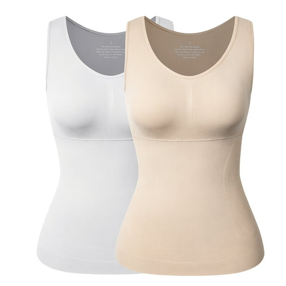 COMFREE Camisoles with Built in Bra for Women Plus Size Tummy Control Tank Tops Shapewear