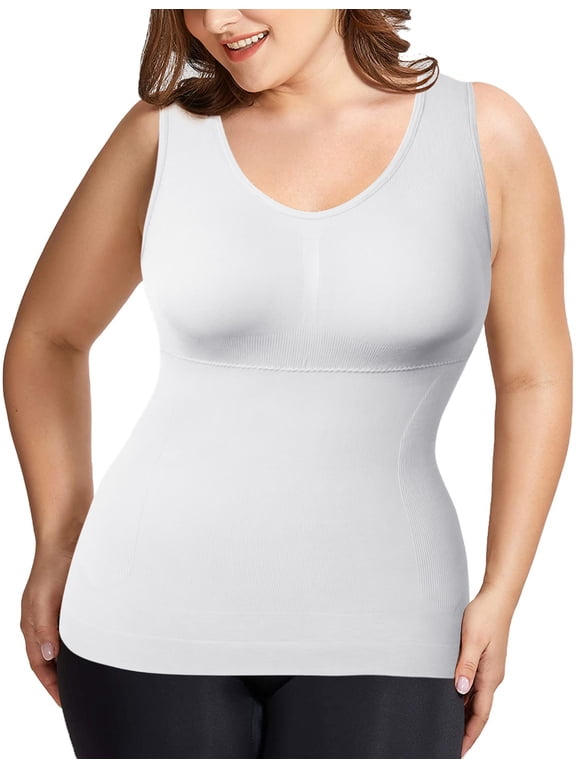Camisoles with Built in Bra for Women Plus Size Tummy Control Tank Tops Shapewear