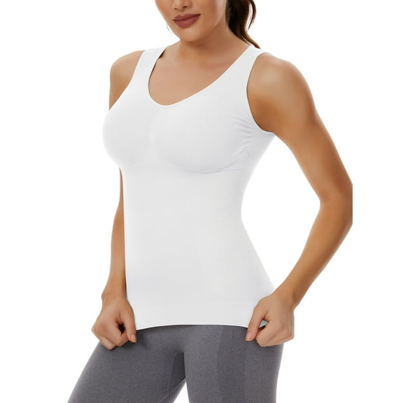 COMFREE Shapewear Camisoles with Built in Bra Tummy Control Compression Tank Tops for Women Body Shaper Padded Tanks