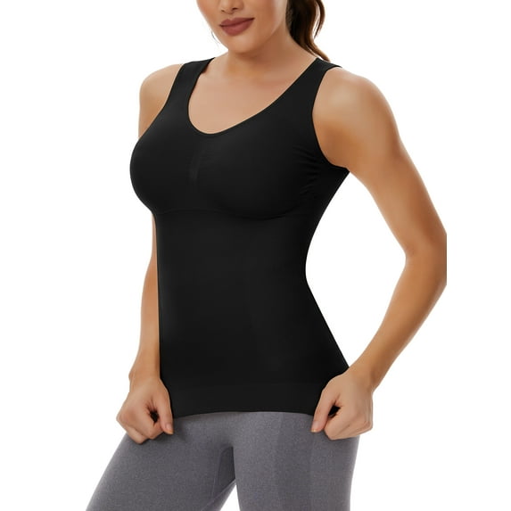 COMFREE Shapewear Camisoles with Built in Bra Tummy Control Compression Tank Tops for Women Body Shaper Padded Tanks