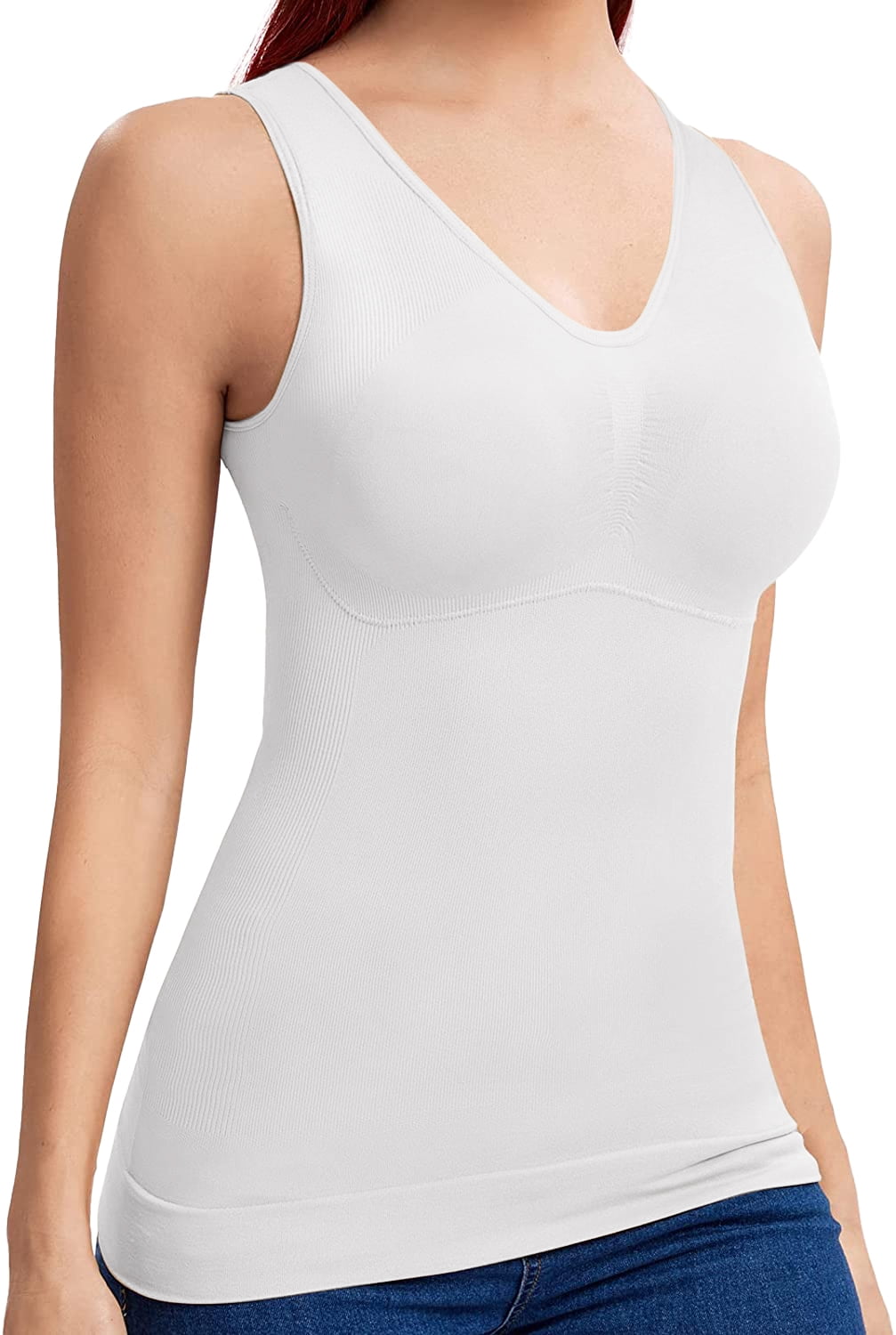 COMFREE Camisoles with Bulilt in Bra for Women Shapewear Tank Tops Slightly  Tummy Control Vest Seamless Body Shaper - Walmart.com