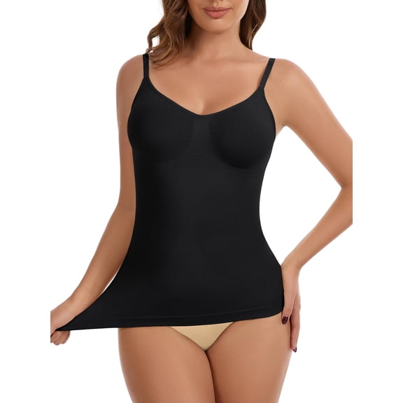COMFREE Compression Body Shaper Tank Tops for Women V-Neck Shaping Cami Tummy Control Shapewear Camisole