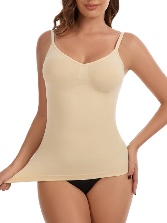 Compression Body Shaper Tank Tops for Women V-Neck Shaping Cami Tummy Control Shapewear Camisole