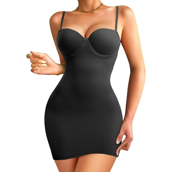 COMFREE Shapewear Full Slips Dress for Women Bra Slips Under Dresses Tummy Control Shapewear Dress Seamless Body Shaper