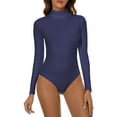 thumbnail image 1 of COMFREE Long Sleeve Bodysuit for Women Turtleneck Casual Stretchy Basic Tops, 1 of 6