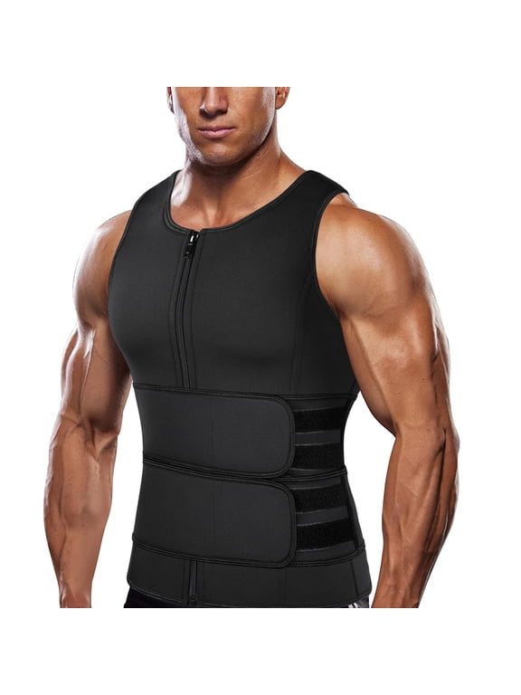 Men Sauna Suit Hot Neoprene Body Shaper Waist Trainer Sweat Vest Tank Top Corset Workout Compression Shirt GYM for Weight Loss Tummy Fat Loss