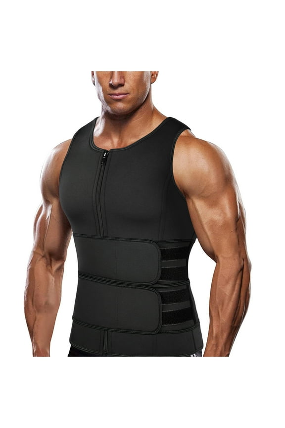 Men Sauna Suit Hot Neoprene Body Shaper Waist Trainer Sweat Vest Tank Top Corset Workout Compression Shirt GYM for Weight Loss Tummy Fat Loss