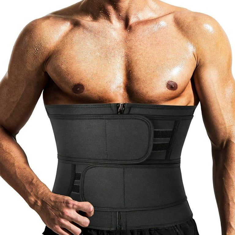 COMFREE Men Sauna Training Sweat Ab Belt Body Shaper Waist Trainer Corset Workout GYM for Weight Loss Tummy Fat Loss