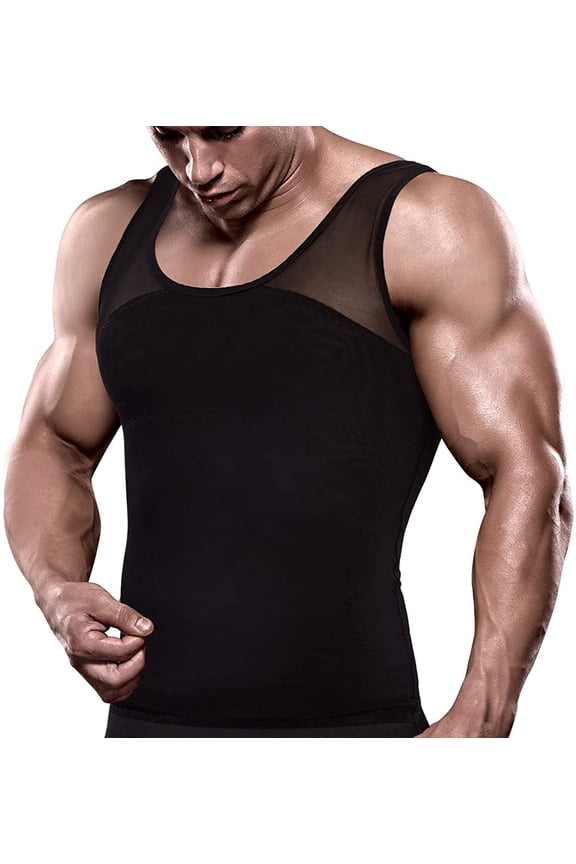 Men's Compression Shirt Slimming Shapewear Body Shaper Abdomen Chest Gynecomastia to Hide Man Boobs Moobs Tank Top Undershirt